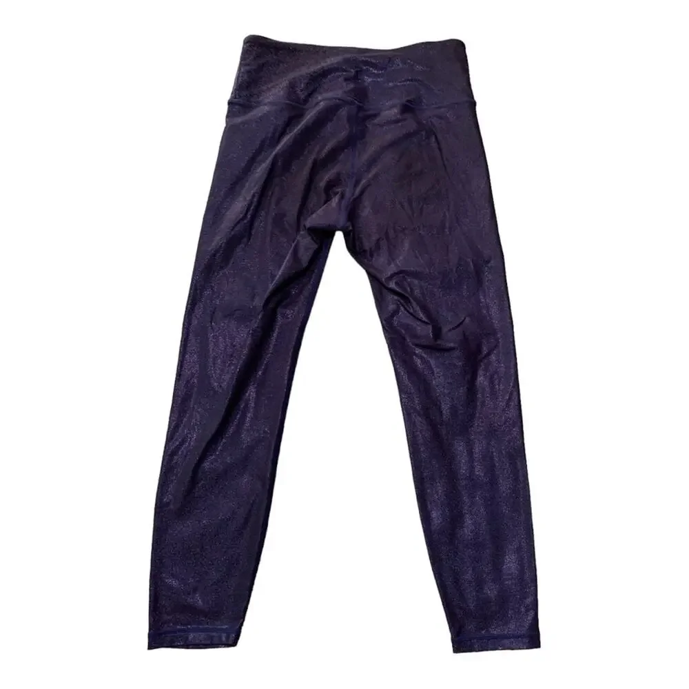 Zyia active blue metallic womens medium 8 10 crop leggings sparkle glitter gym l
